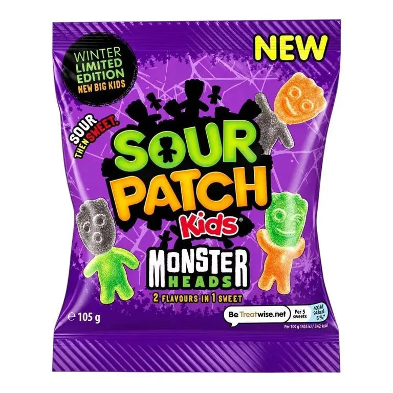 Sour Patch Kids Monster Heads Halloween kiadás savanyú szörny gumicukor 105g