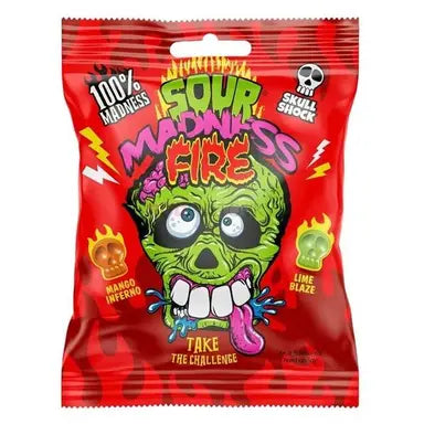 Sour Madness Fire Extra savanyú és csípős koponya alakú keménycukorka 60g