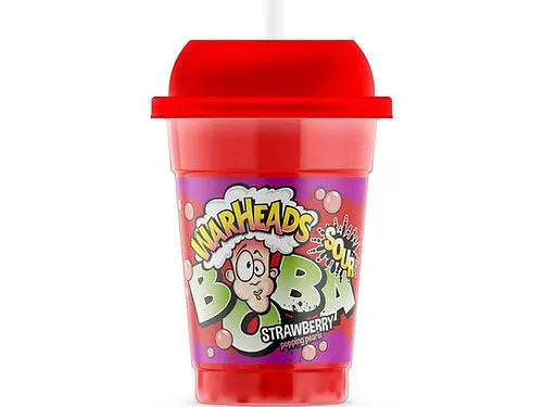 Warheads Boba savanyú epres ital pattogó cukros boba gyöngyökkel 400ml