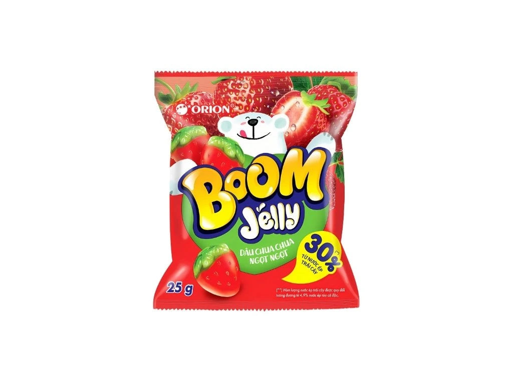 Orion Boom Strawberry Gummy 25g eper zselés gumicukor