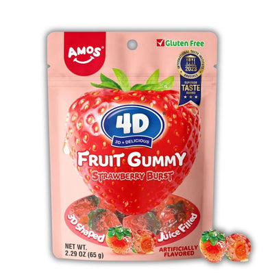 Amos 4D folyékony töltelékes gumicukor eper 120gr