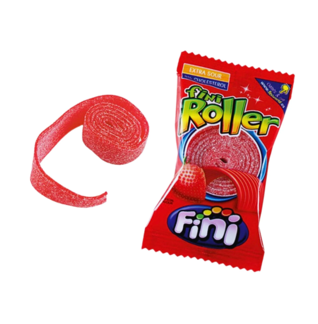 Fini Roller epres extra savanyú gumicukor 25g - 🍭CandyDaddy🍬