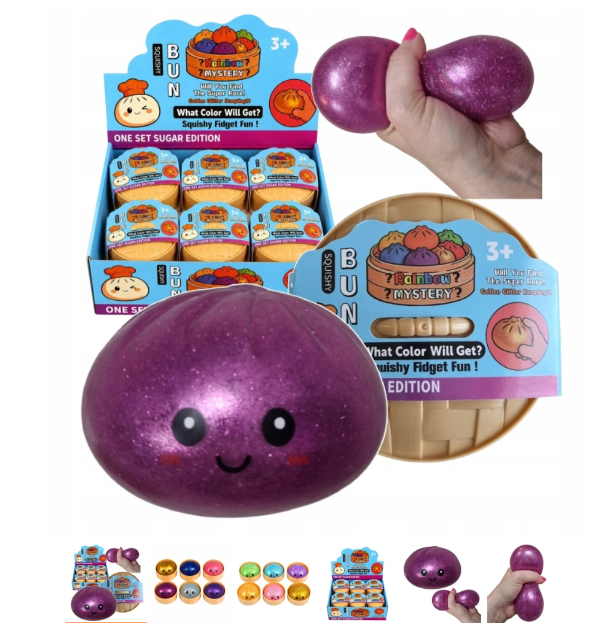 Mystery Dumpling Squishy Meglepetés Nagy One set glitter Edition.