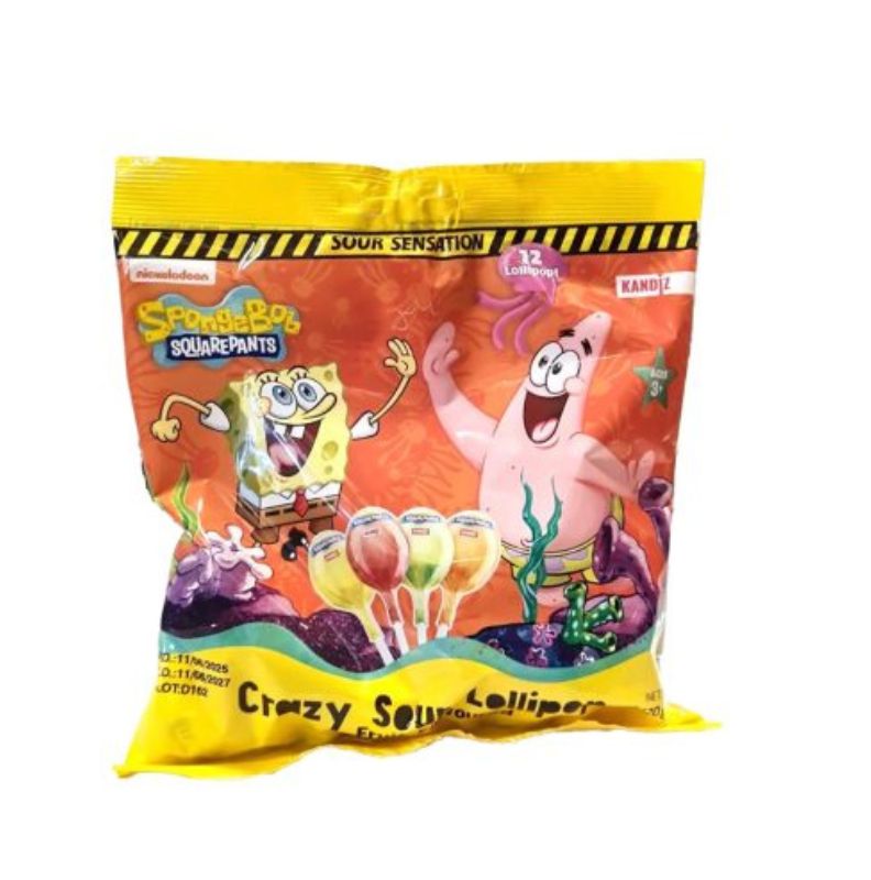 Crazy Sour Lollipop - Savanyú nyalókák 120g - Spongyabob