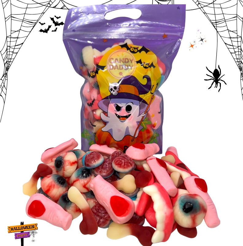 Horror Halloween Gumicukor Mix 500g - Halloween Party csomagolásban,lila