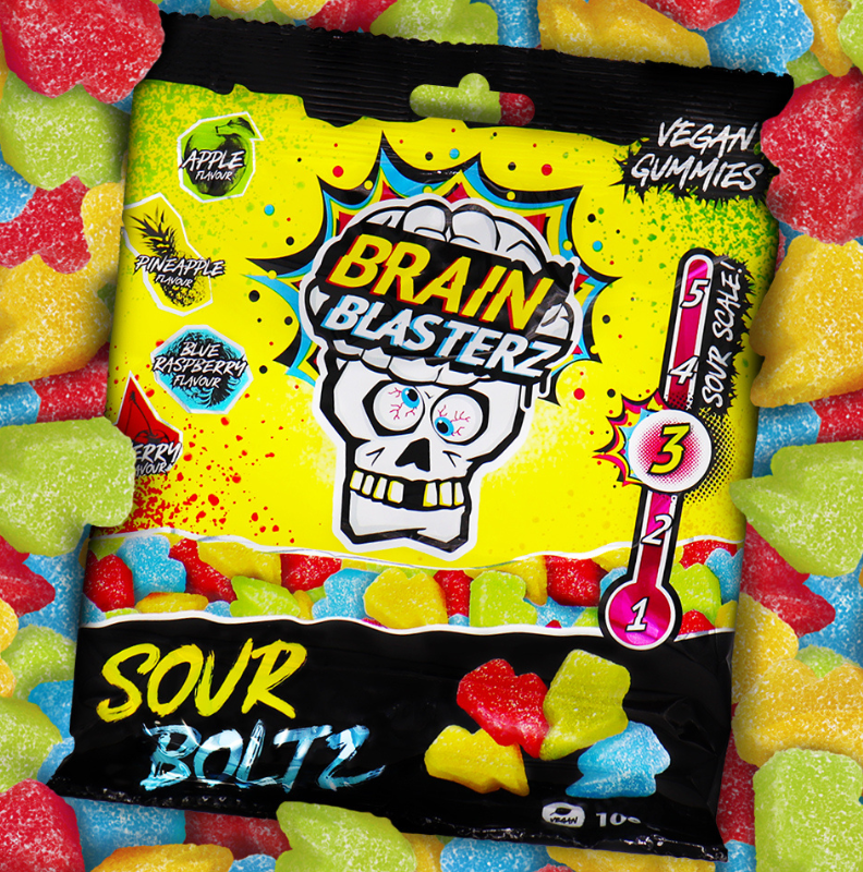 Brain Blasterz Sour Boltz 100g Savanyú villám gumicukor - 🍭CandyDaddy🍬