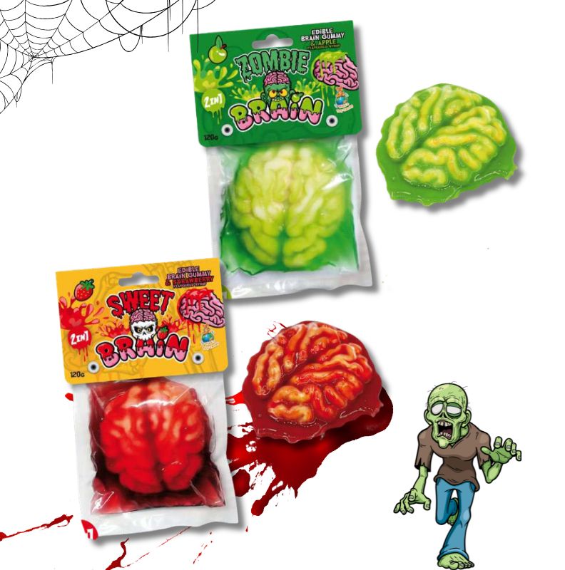 Zombie Brain - Gumi bonbony ve tvaru zombiho mozek Halloween Duó Pack 2x120g