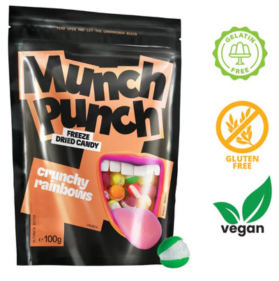 Munch Punch Crunchy Rainbows fagyasztva szárított gyümölcsös cukorka 50g