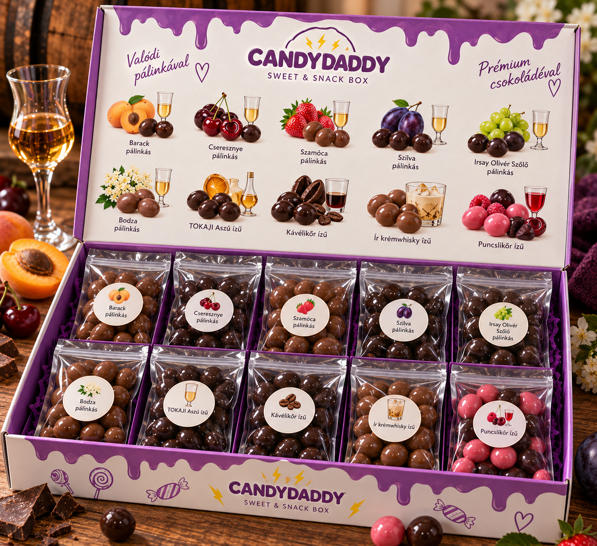 Alcoholic Premium Chocolate Drazé Selection in 5x200g Gift Box