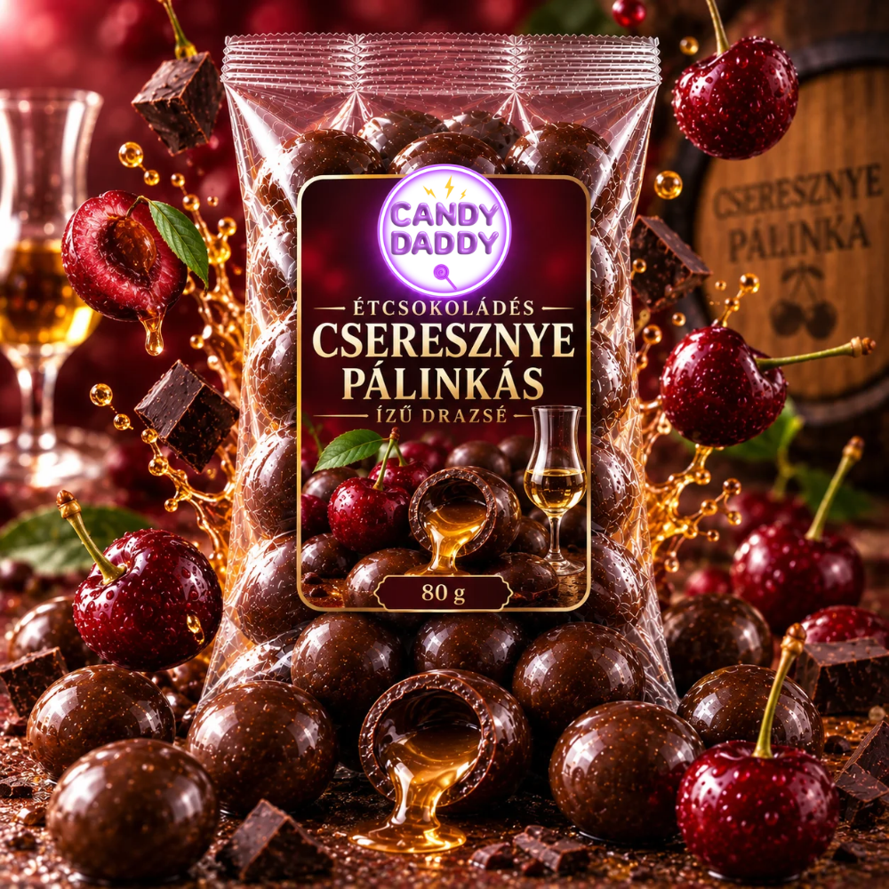 Cseresznye pálinkás drazsé 100g Étcsokoládés