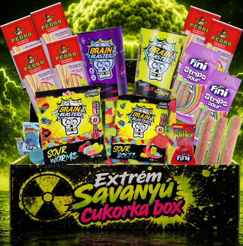 Extrém savanyú cukorka és gumicukor válogatás box 27 db-os 1176g