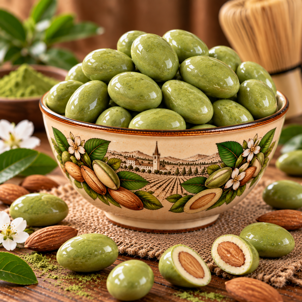 Matcha Teás Fehércsokoládés Mandula Drazsé 80g