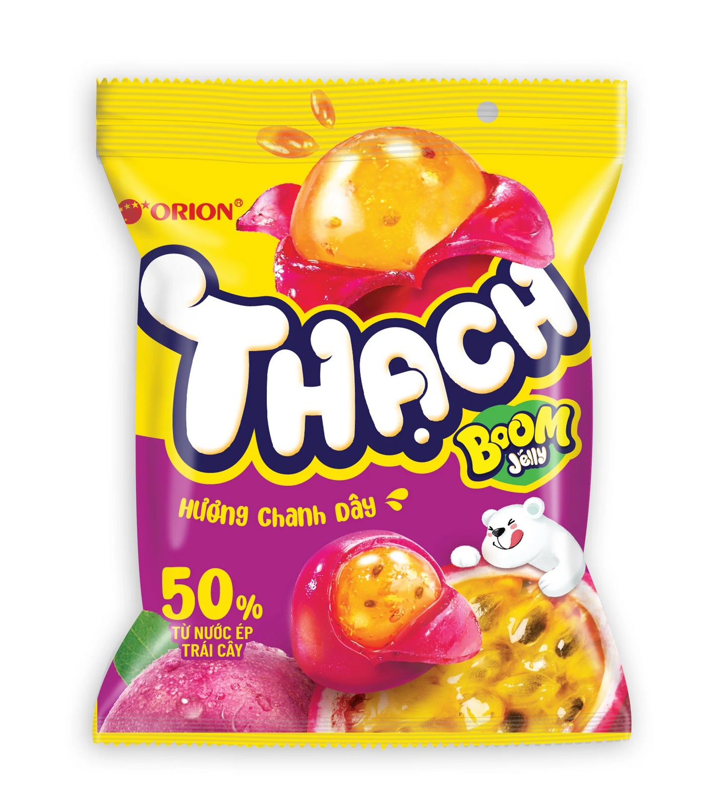 Hámozható maracuja gumicukor - Orion Boom Passion Fruit Gummy 52g