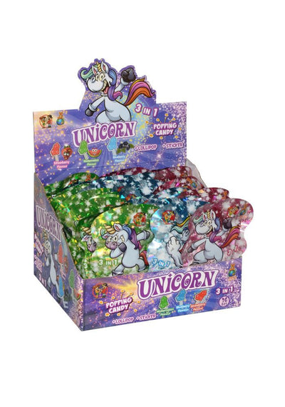 Unikornis pattogós cukorka nyalókával 16g