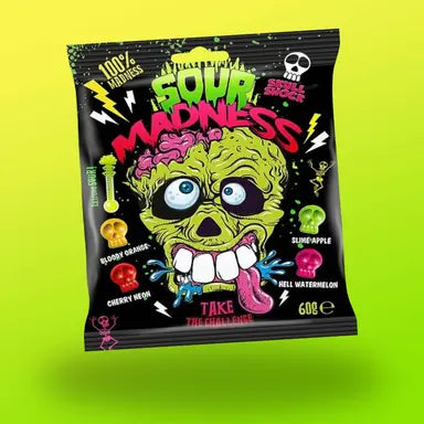 Sour Madness koponya formájú extra savanyú cukorka 60g