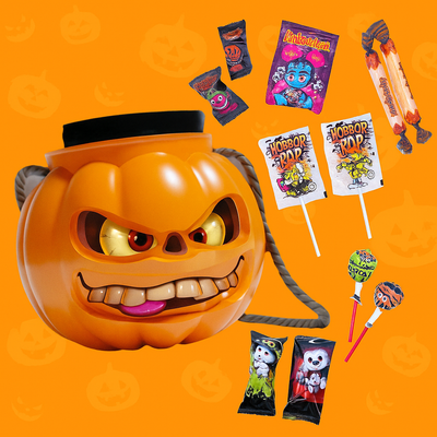 XXL Halloween cukorkaválogatás műanyag tökfejben 400g