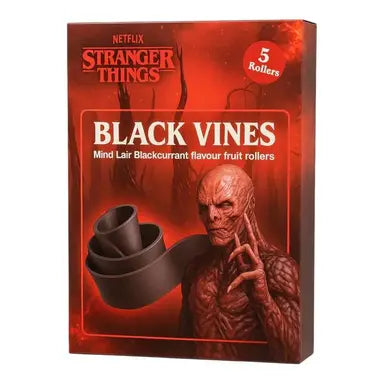 Stranger Things 5db-os Black Vines Fruit Rollers fekete ribizli ízű felcsavarható gumicukor 60g