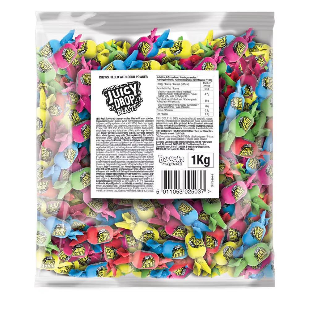 Bazooka Juicy Drop Blasts 1kg American Sour melting candy