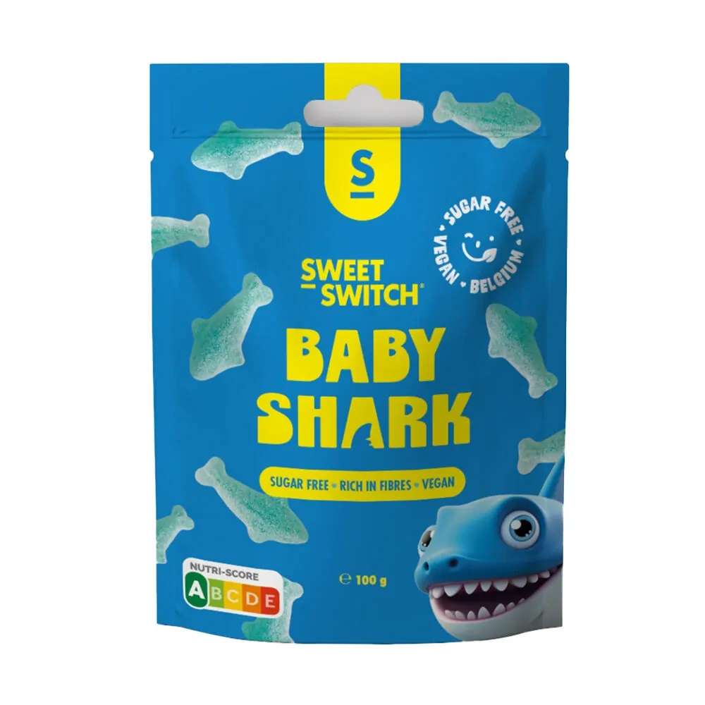 Sweet-Switch Baby Shark cápa alakú cukormentes gumicukor 100g