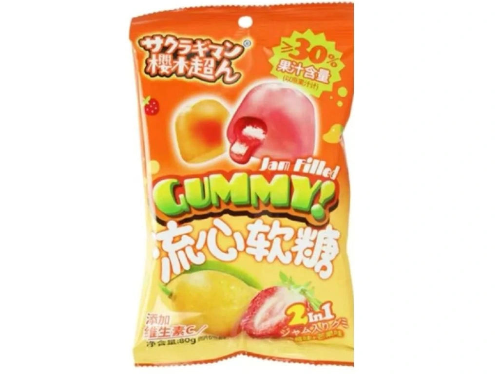 Ying Strawberry & Mango Gummy 80g Töltött eper mangó gumicukor