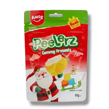 Amos Peelerz Christmas Presents Fruity Peelable Gummy Candy 65g