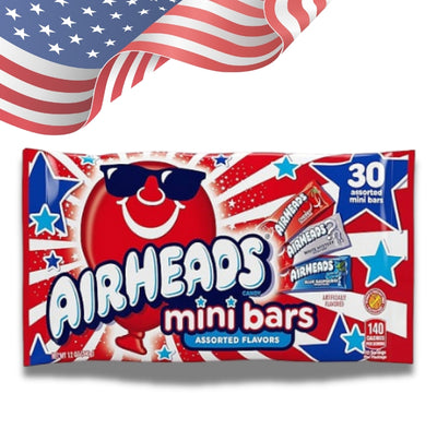 Airheads Bars Mini Piros fehér kék olvadós rágó 30 db-os csomag 340g