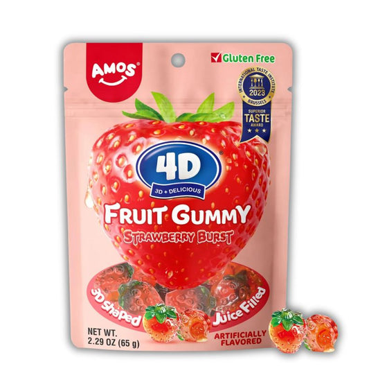 Amos 4D folyékony töltelékes gumicukor eper 120gr