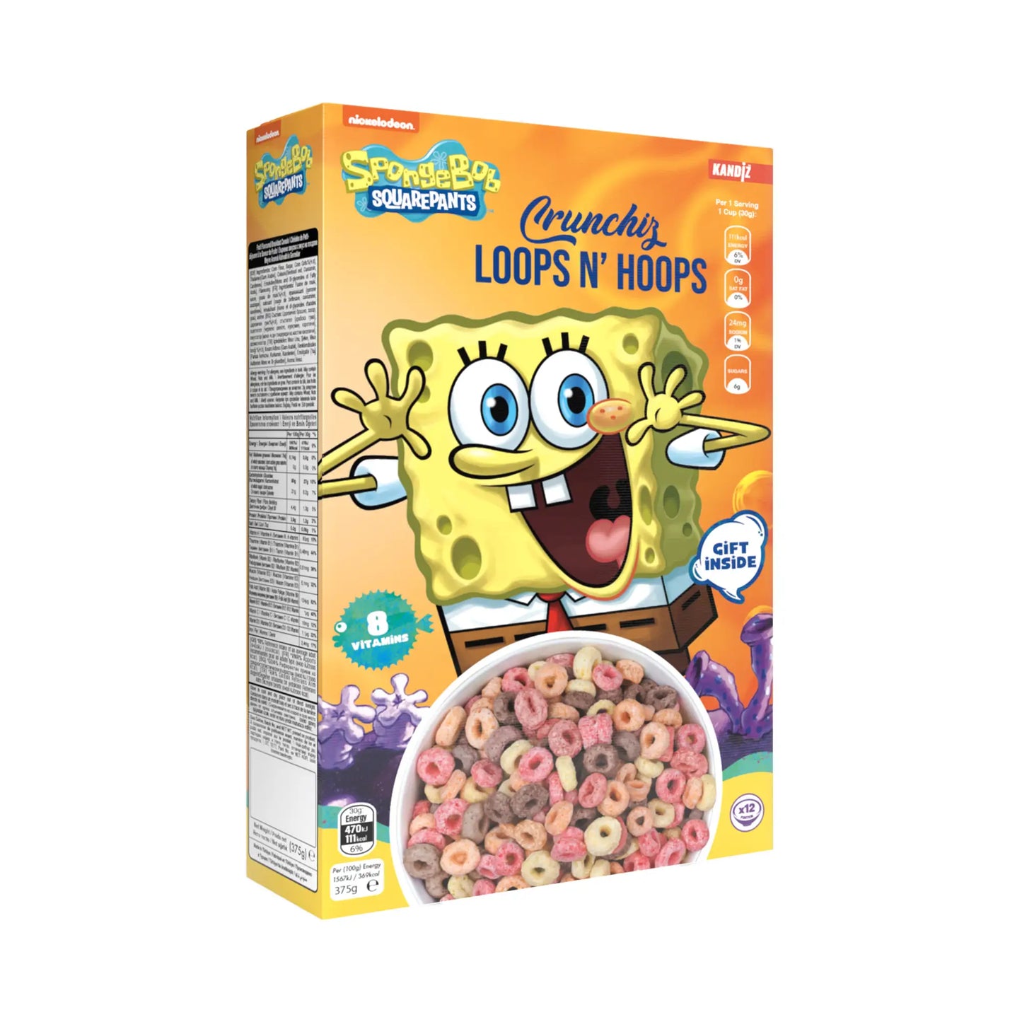Crunchiz Loops N’ Hoops Spongyabob reggeliző gabona