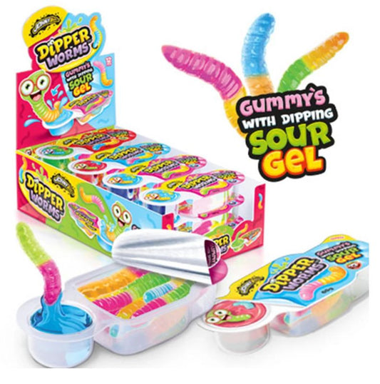 Johny Bee Dipper Worms - 60g Savanyú mártogatós gumicukor giliszta