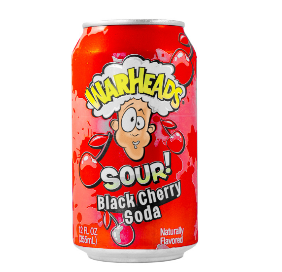 Warheads Sour Black Cherry Soda cseresznye ízű savanyú üdítőital 330ml