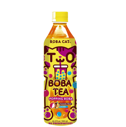 Boba Cat Passion Fruit - Lychee Bubble tea 500ml