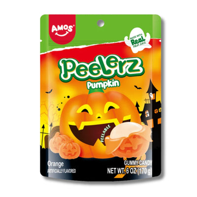 Amos Peelerz Gummy Pumpkin Halloween tök formájú hámozható gumicukor 65g