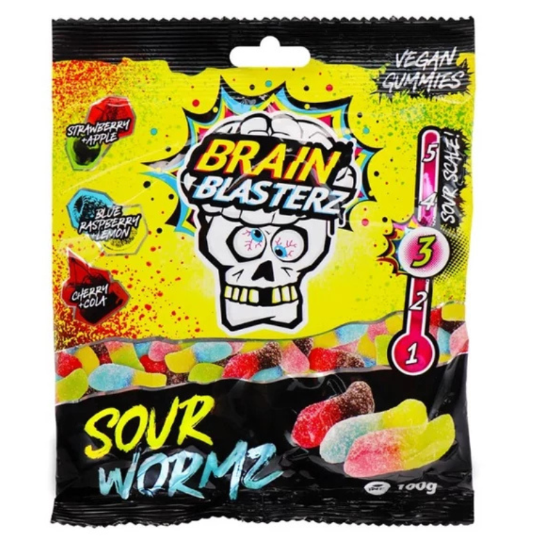 Brain Blasters Sour Worm Gummy 100g