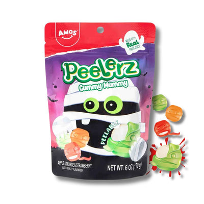 AMOS Peelerz Mummy Halloween múmia alakú hámozható gumicukor 65g