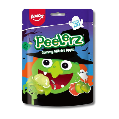 AMOS Peelerz Gummy Witch Apple Halloween "mérgezett" alma hámozható gumicukor 65g