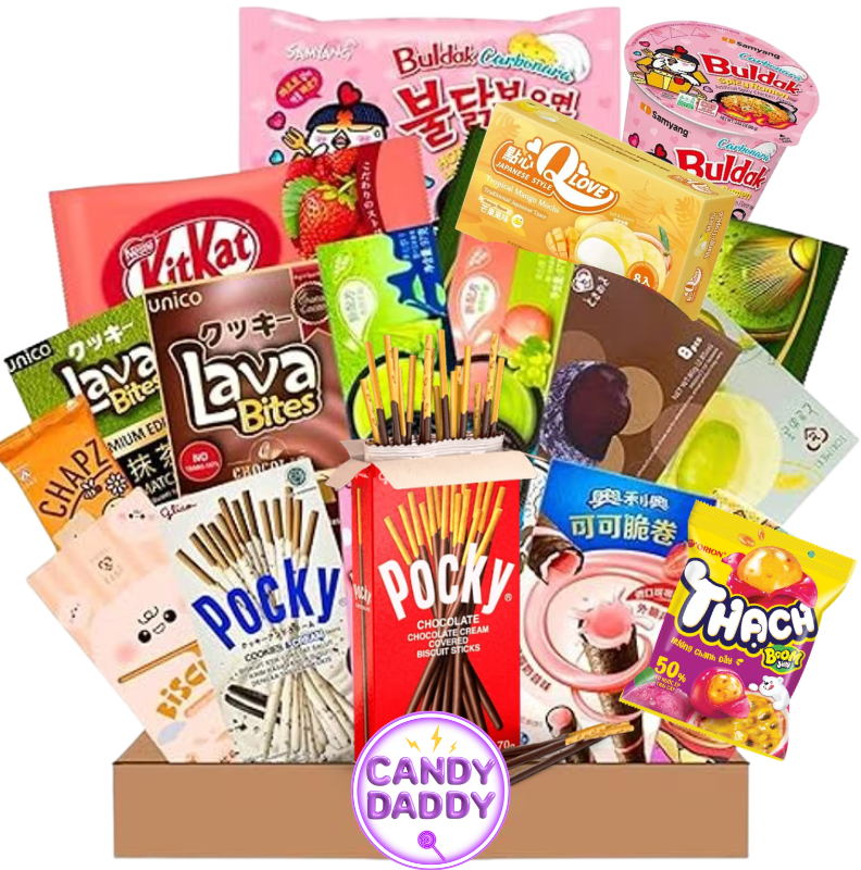 Japońskie i chińskie 20 sztuk słodyczy, wybór przekąsek