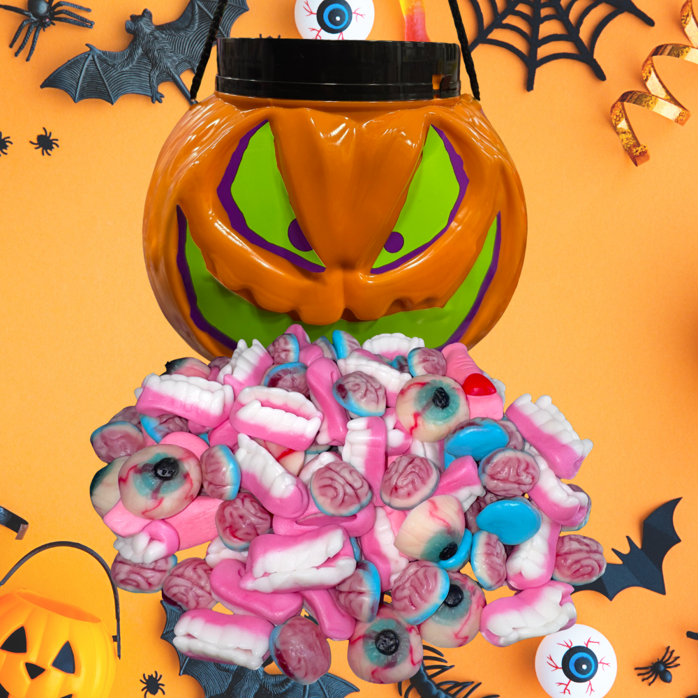 Halloween Horror gumicukor válogatás Műanyag tökfejben 1000g