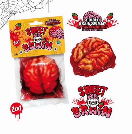 Sweet Brain Halloween 120g – Ehető Agy Formájú Gumicukor Epres Cukorsziruppal 

