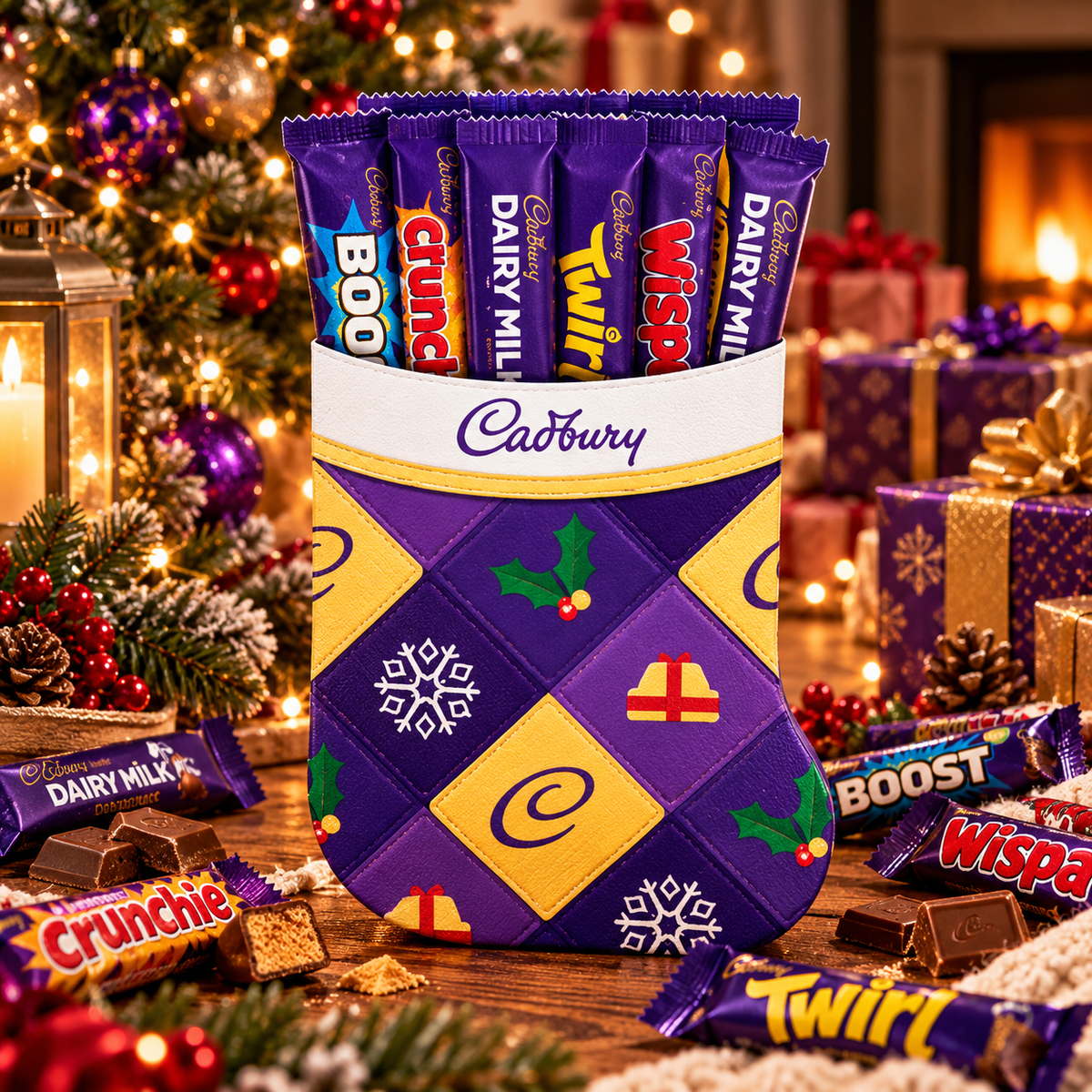 Cadbury csokoládé válogatás zokni alakú dobozban 174g
