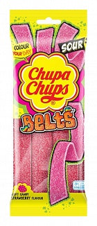 Chupa Chups Sour Belts Strawberry savanyú epres szíjak 90g