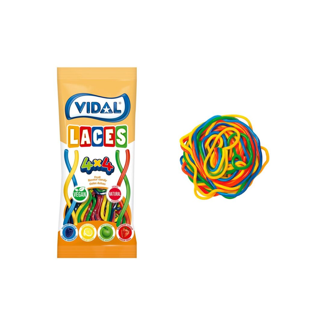 Vidal 4x4 laces - sokszínű gumicukor 85g