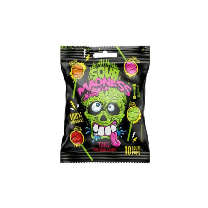 Sour Madness extra savanyú nyalókák 10 db 100g - 🍭CandyDaddy🍬