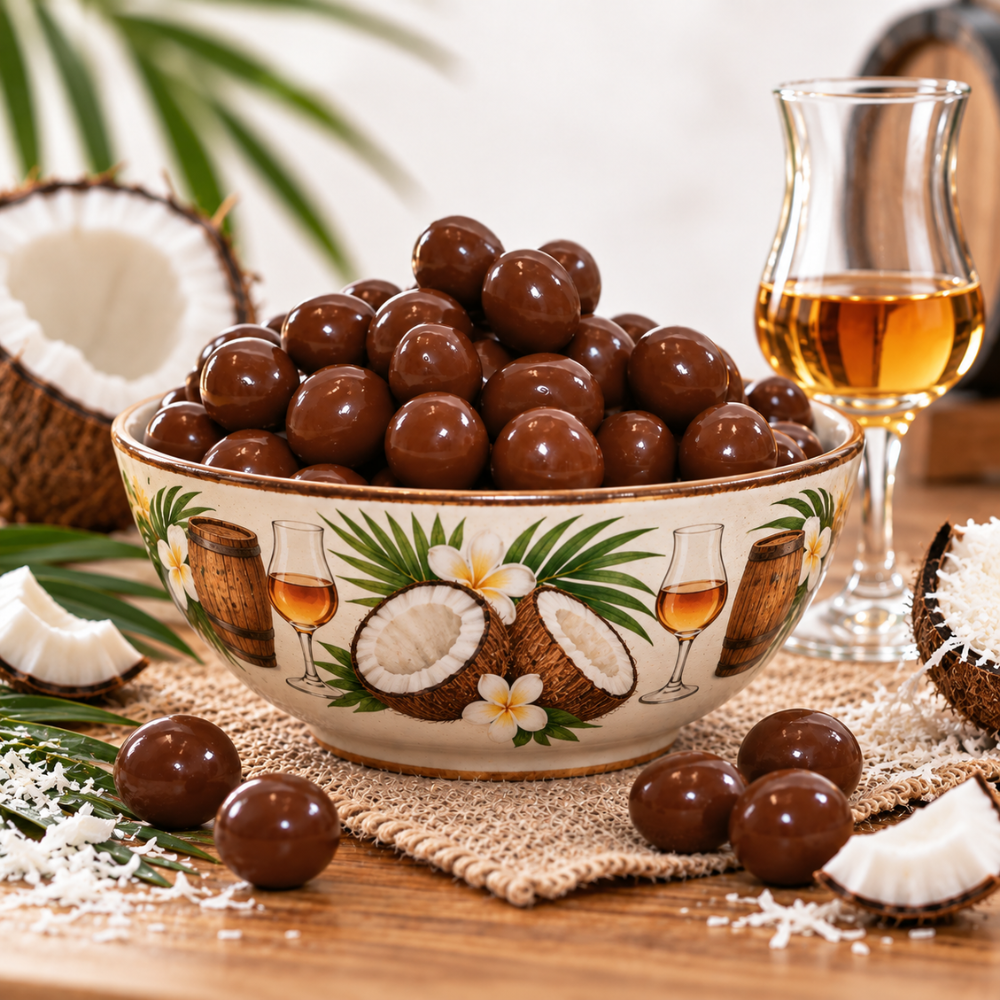 Tejcsokoládés Rum-Kókusz Drazsé 80g  - alkoholos
