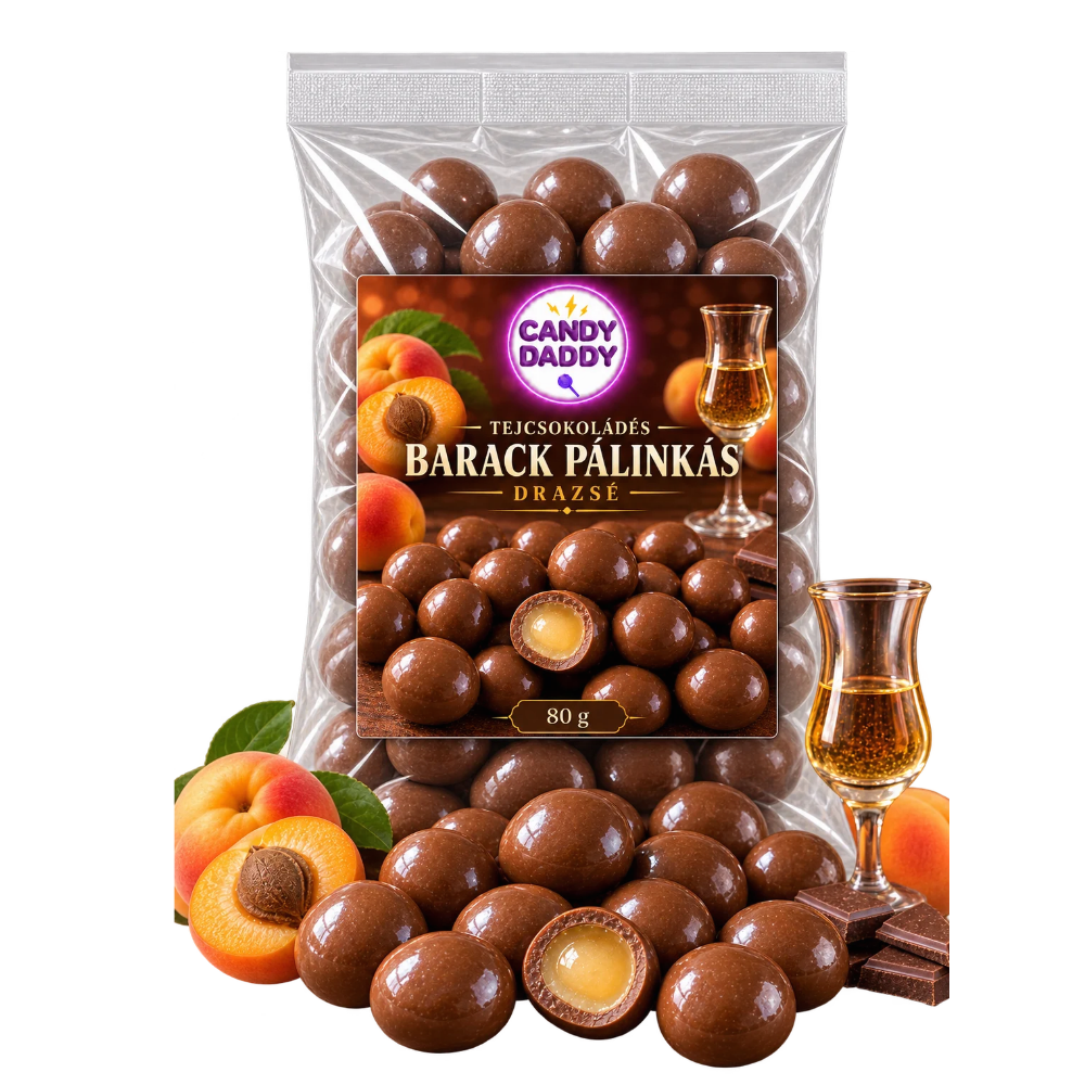 Peach brandy dragee 100g milk chocolate